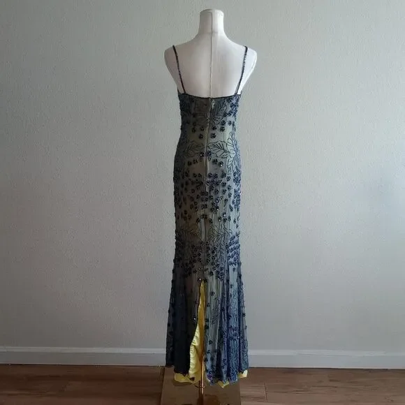 Y2K Silk Floral Beaded Sequin Fairygoth Dress - Picture 2 of 4